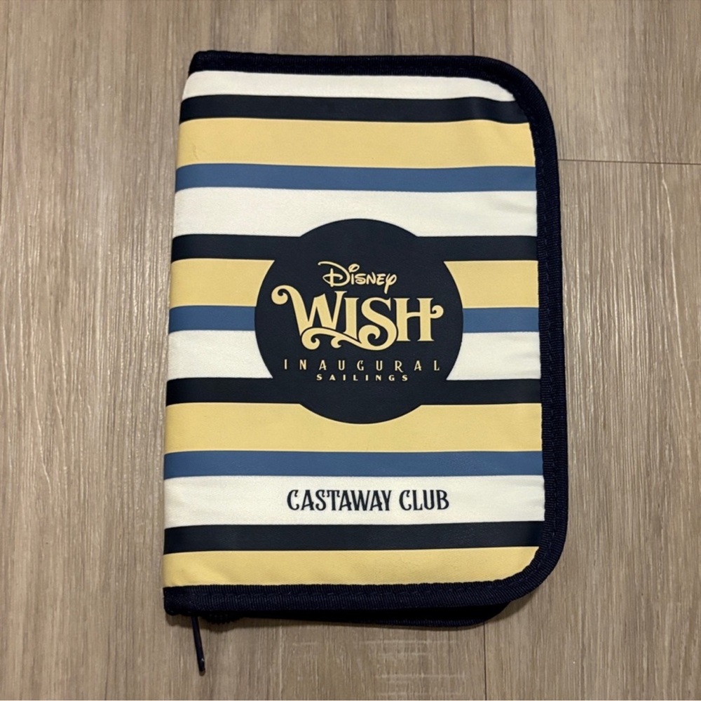 Disney Wish Inaugural Sailings Castaway Club Striped Travel Passport Holder